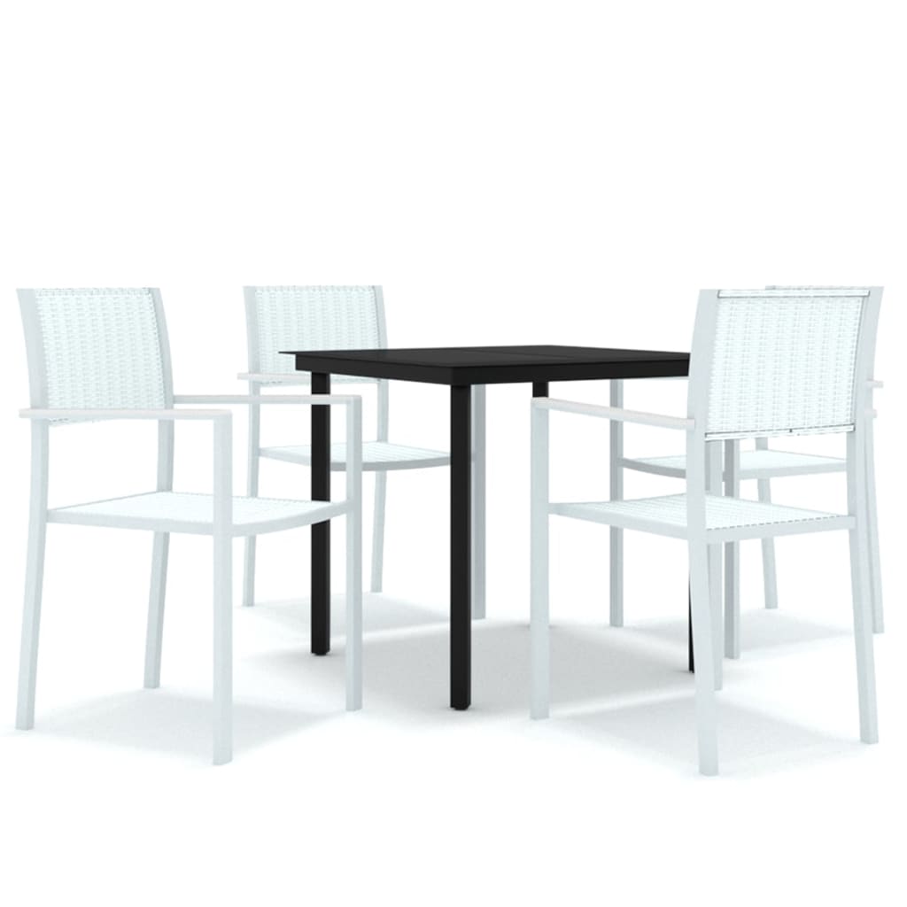 Juego de comedor de jardín exterior blanco de 5