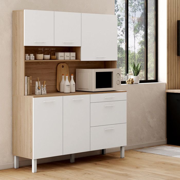 Aparador de cocina bicolor - 5 puertas 140 cm