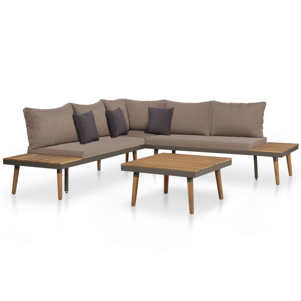 vidaXL juego muebles de jardín 4 piezas y cojines madera maciza acacia