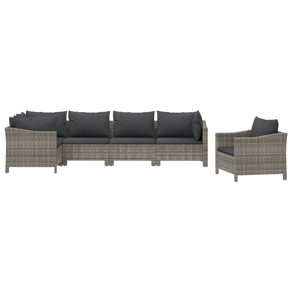 vidaXL set de muebles de jardín 6 pzas y cojines ratán sintético gris