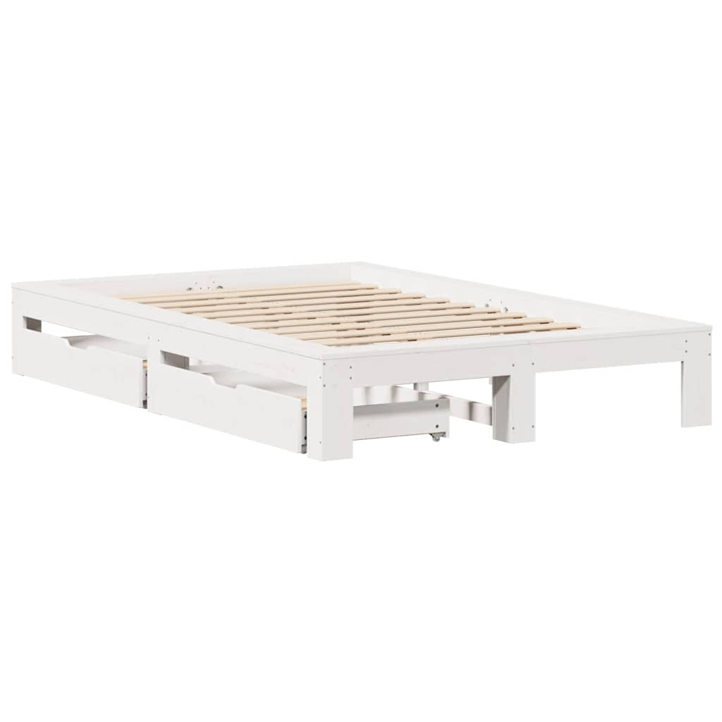 vidaXL estructura de cama sin colchón madera de pino blanco 135x190 cm