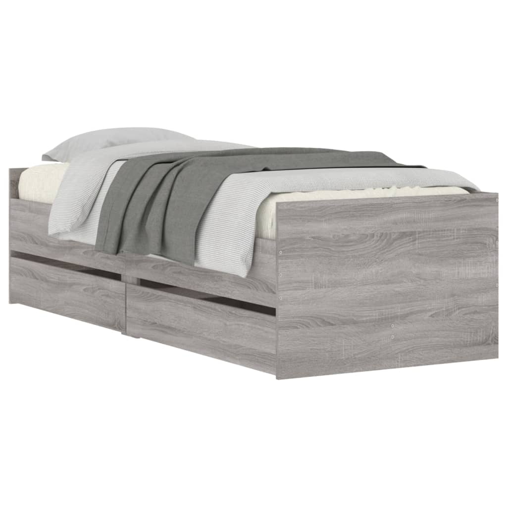 vidaXL estructura de cama con cajones gris sonoma 90x190 cm