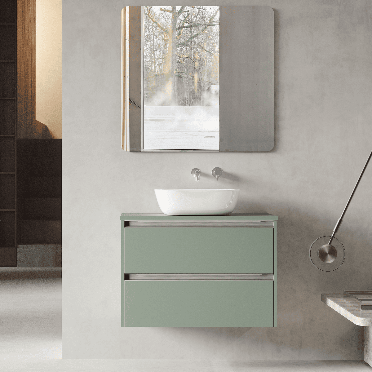 Mueble de baño susp. | lavabo |2 cajones | 60 cm leaf tir. Cromo