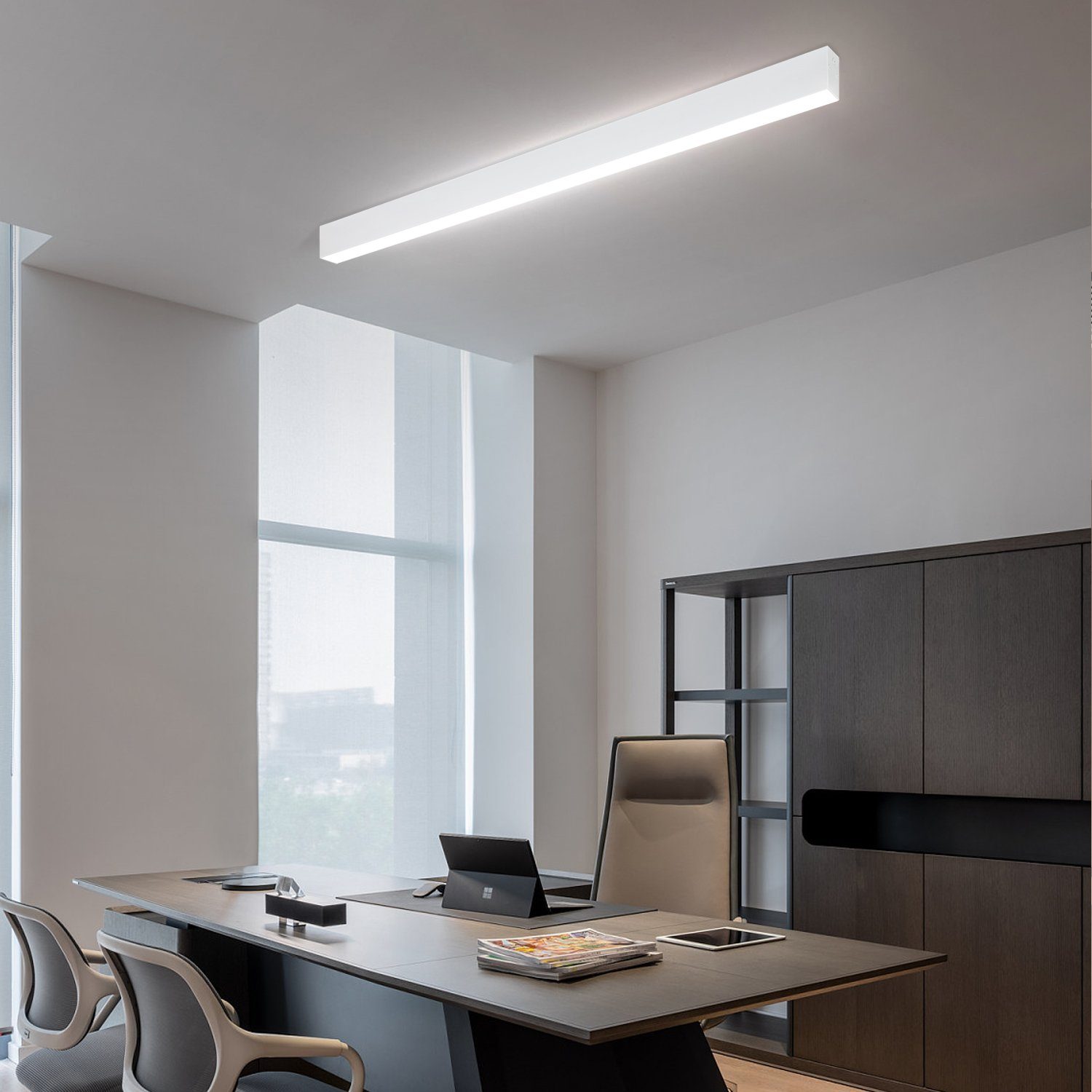 Nettlife luz de techo LED negra moderna 107 cm de largo regulable con