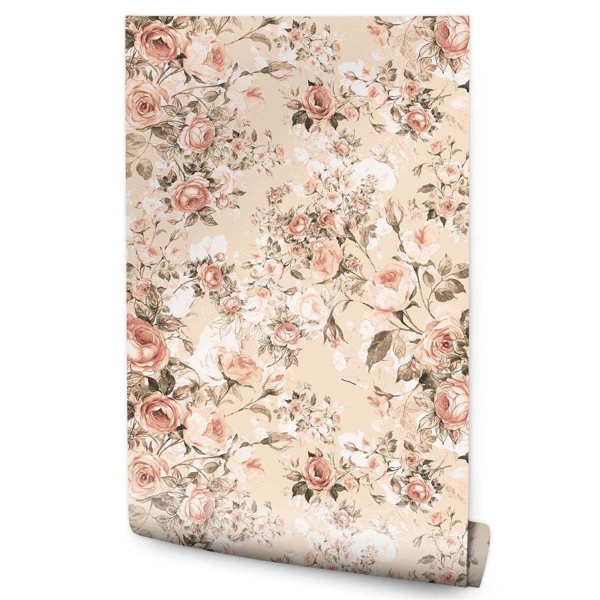 Papel Pintado Flores Plantas Estilo Retro Para El Salón 53cm x 10m