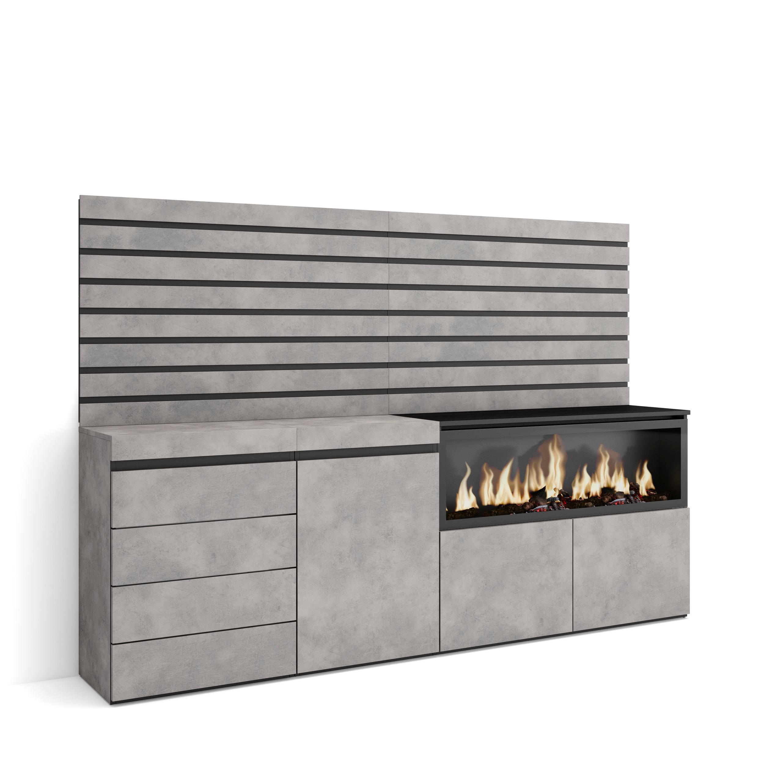 Aparador, 214x35x145cm, chimenea eléctrica xxl, cómoda, cajonera rf3416