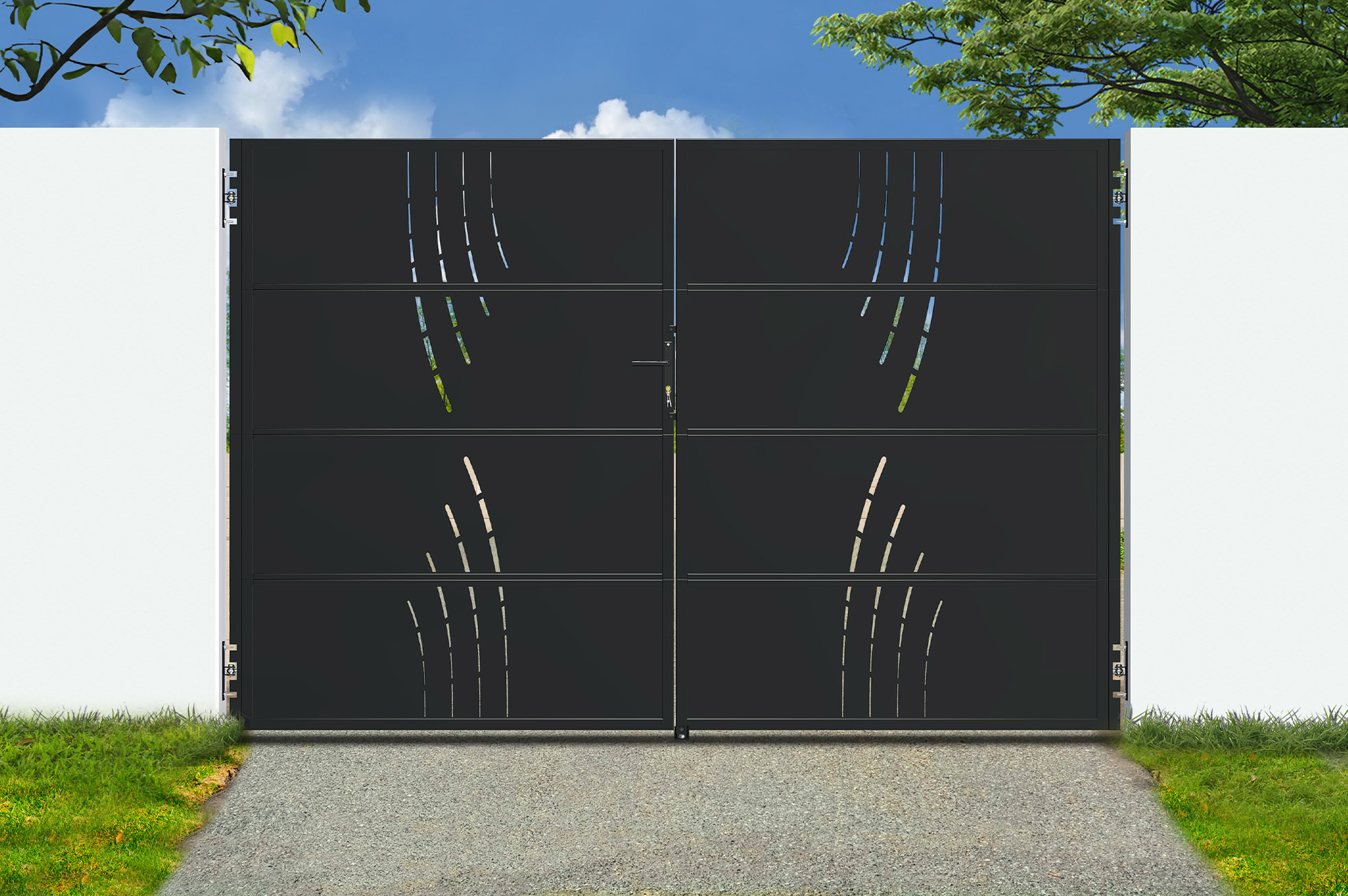 Puerta de acero negro de 3,5 m nali veleta h.120cm