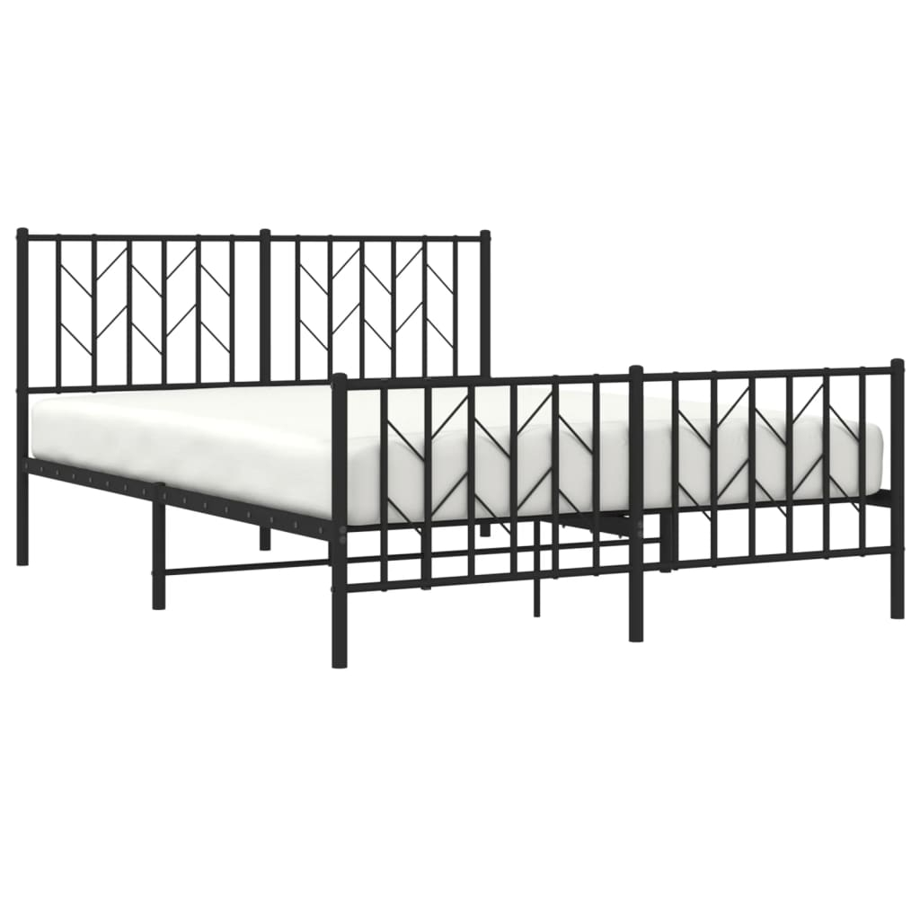 vidaXL estructura cama sin colchón con estribo metal negro 135x190 cm