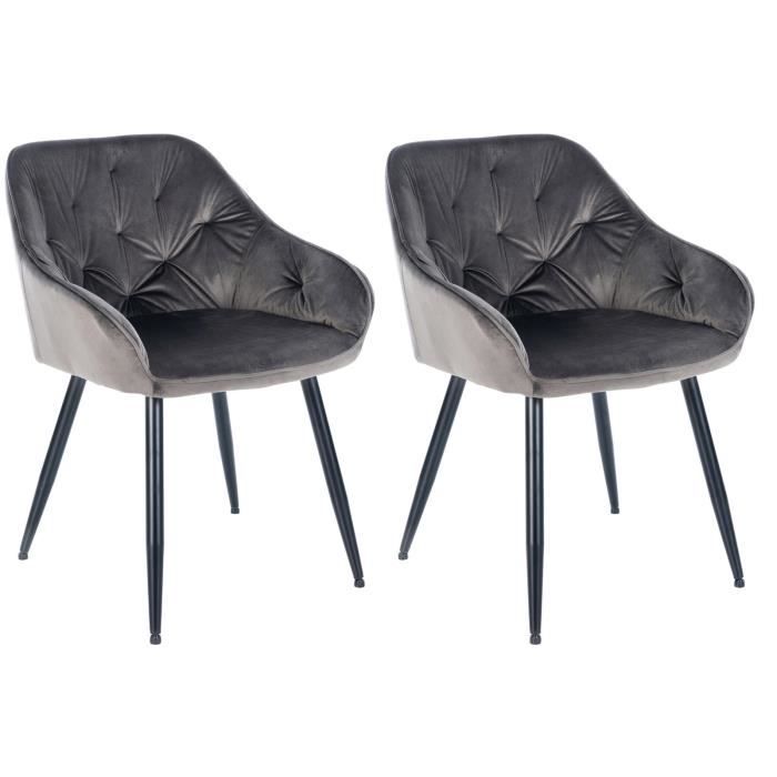 Sillas retro cassis de terciopelo gris - set 2 - 81 cm