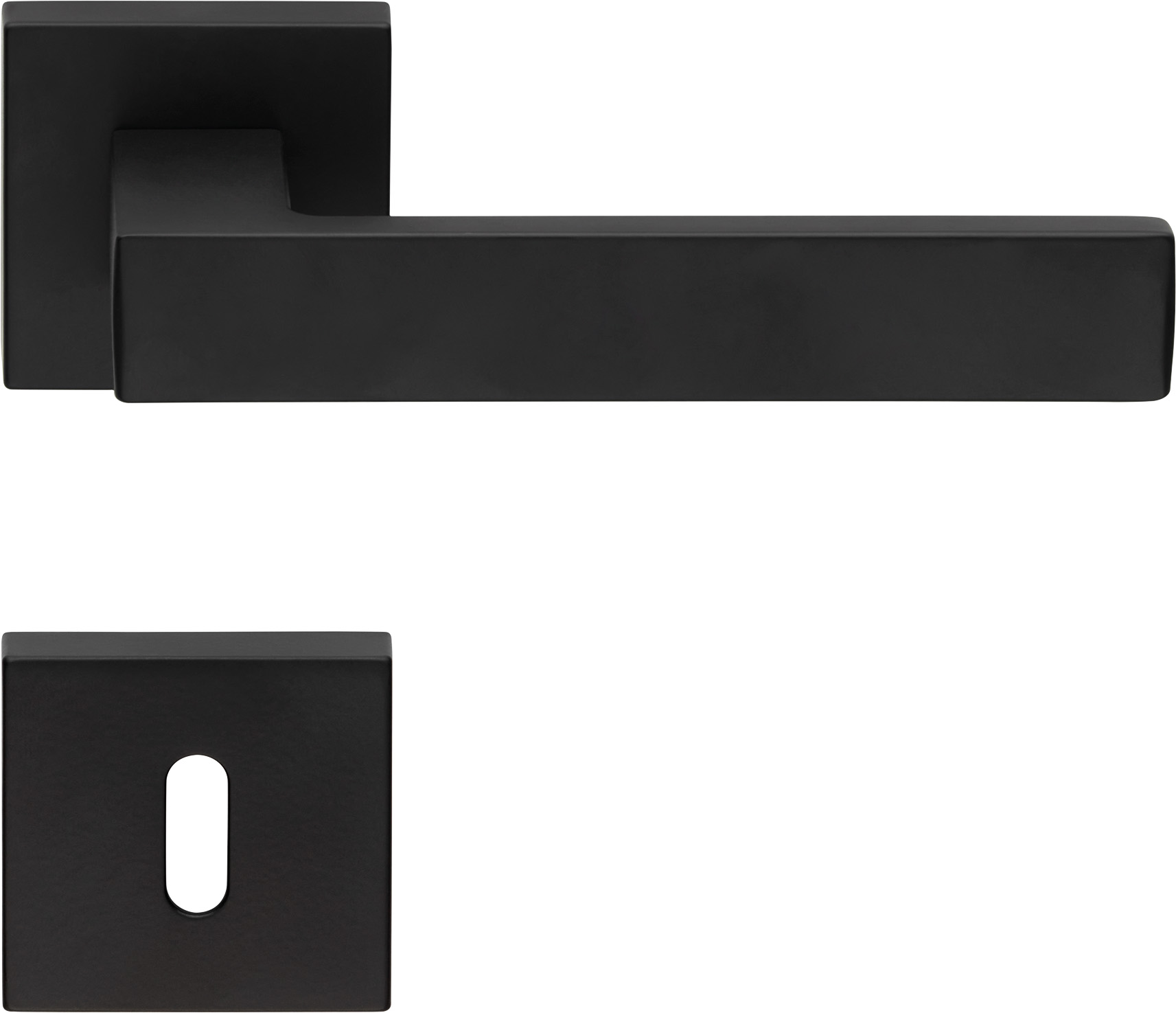2 manilla roseta cuadrada, agujero de llave l, negro, para puerta interior.
