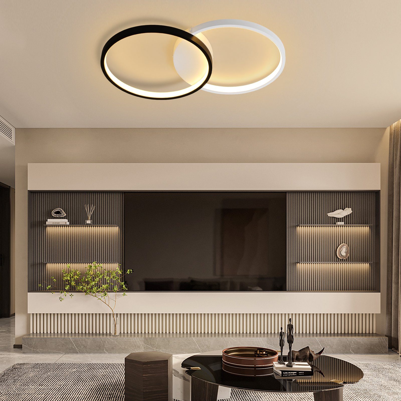 Nettlife plafon de techo LED 45w, 3000k-6000k, 50cm regulable negro