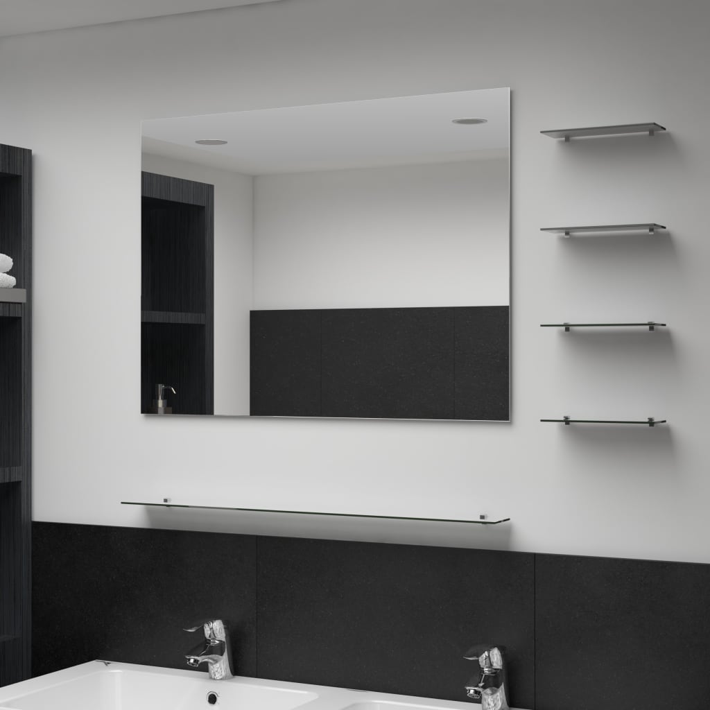 Espejo de pared con 5 estantes plateado 80x60 cm