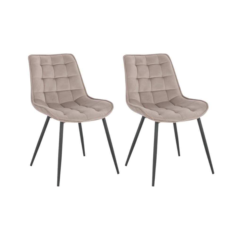 Silla de comedor tapizada de terciopelo ikalo - lote de 2 marrón claro