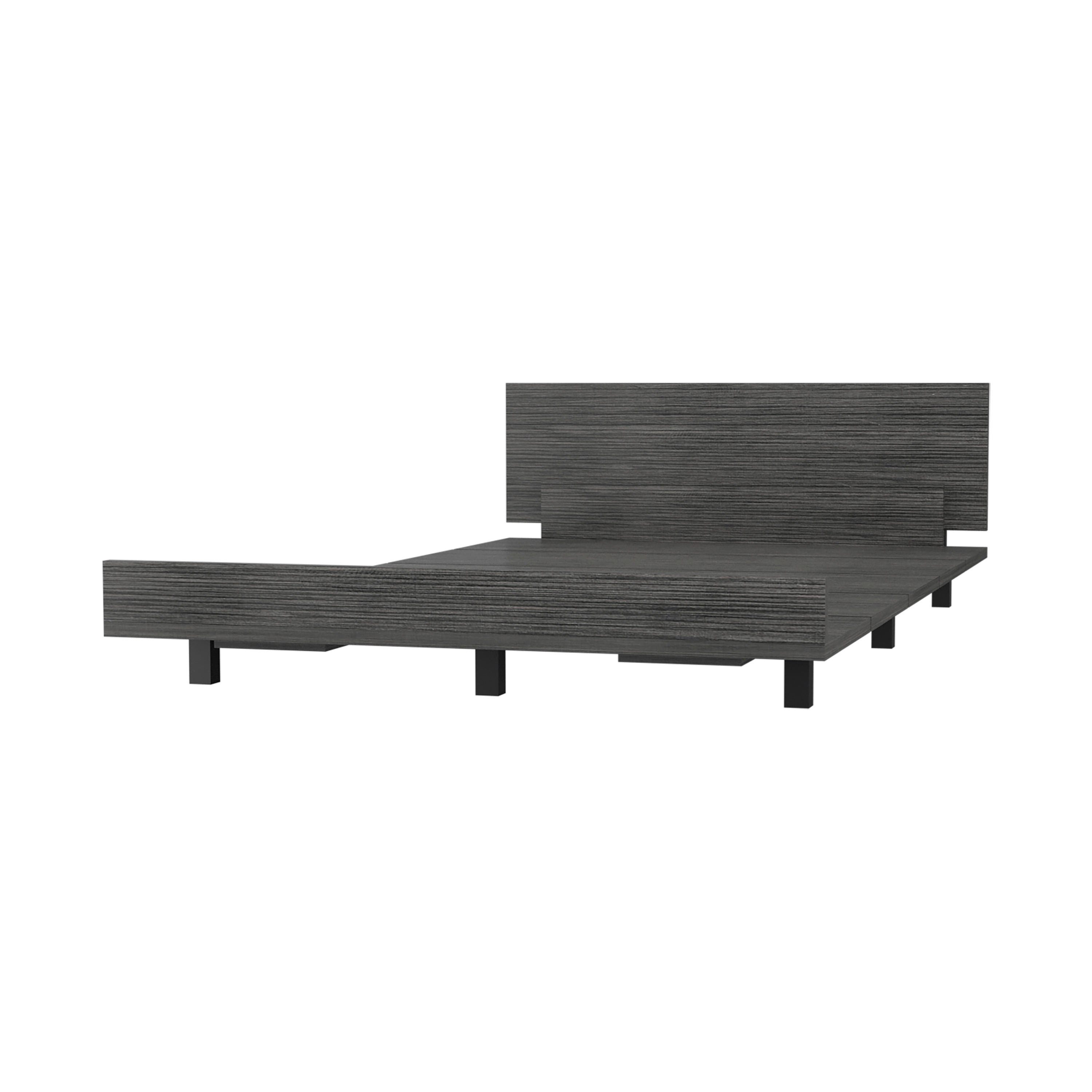 Base cama sencilla kaia con marco roble gris