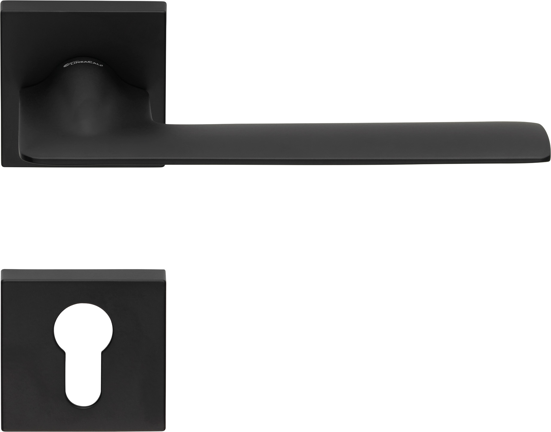 2 manilla roseta cuadrada, agujero de llave, negro, para puerta de entrada.