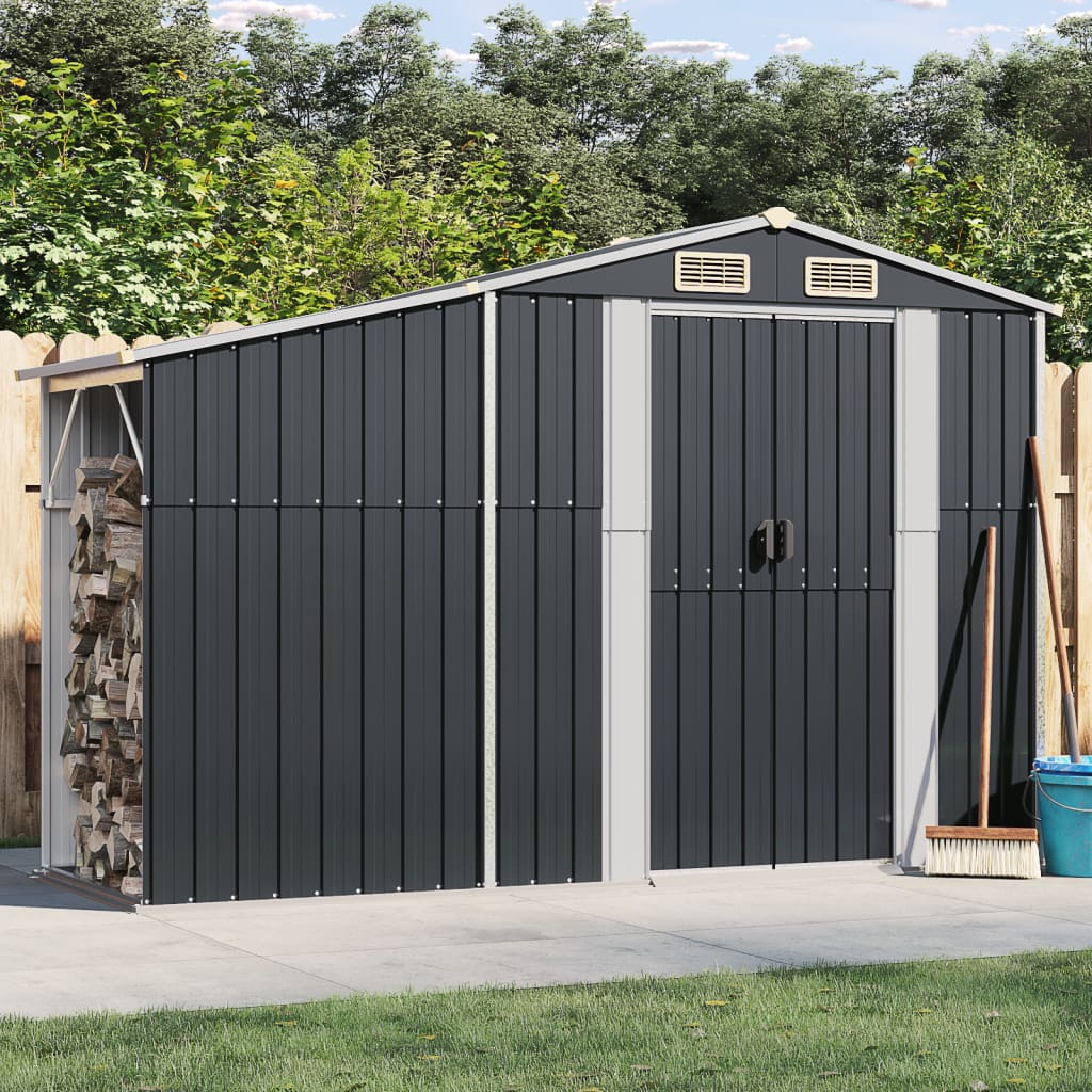 Cobertizo de jardín acero galvanizado antracita 277x93x179 cm es5518