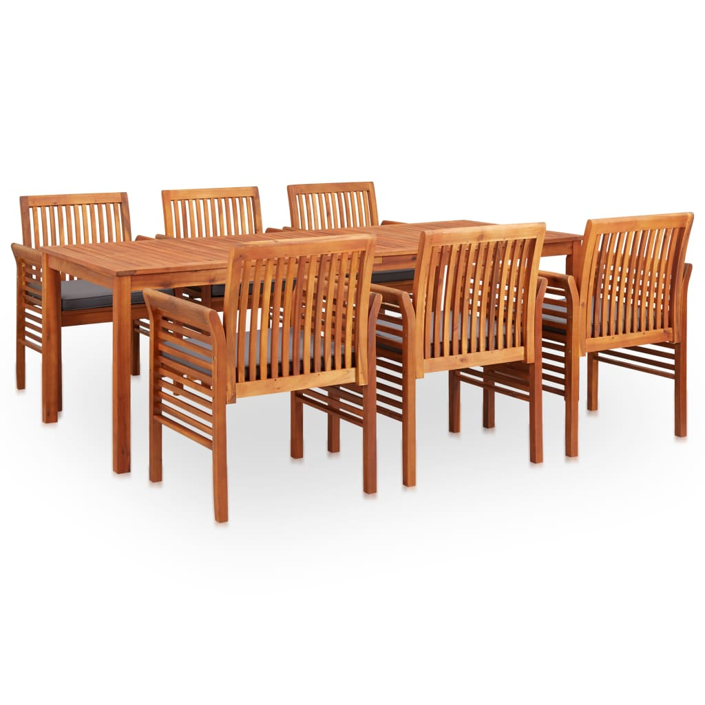 vidaXL set comedor de jardín 7 pzas y cojines madera maciza de acacia