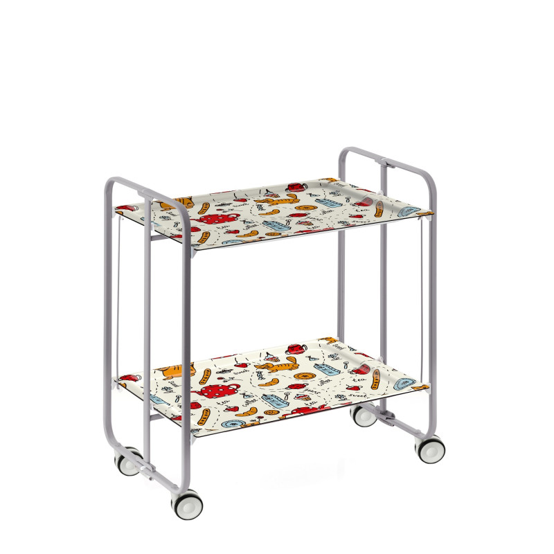 Carrito auxiliar con ruedas bauhaus armazón metálico gris, 2 bandejas