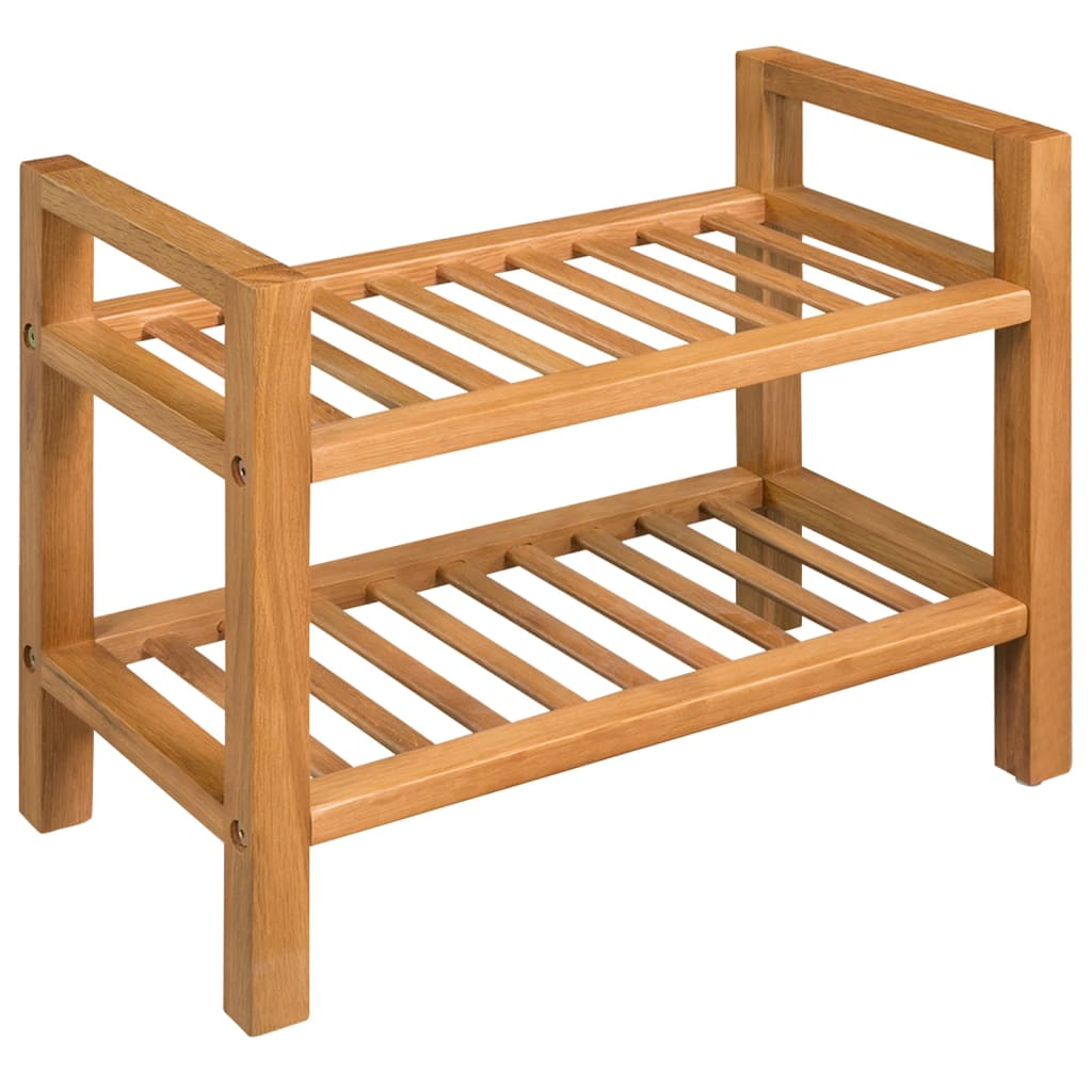 vidaXL zapatero con dos estantes madera de roble maciza 50x27x40 cm