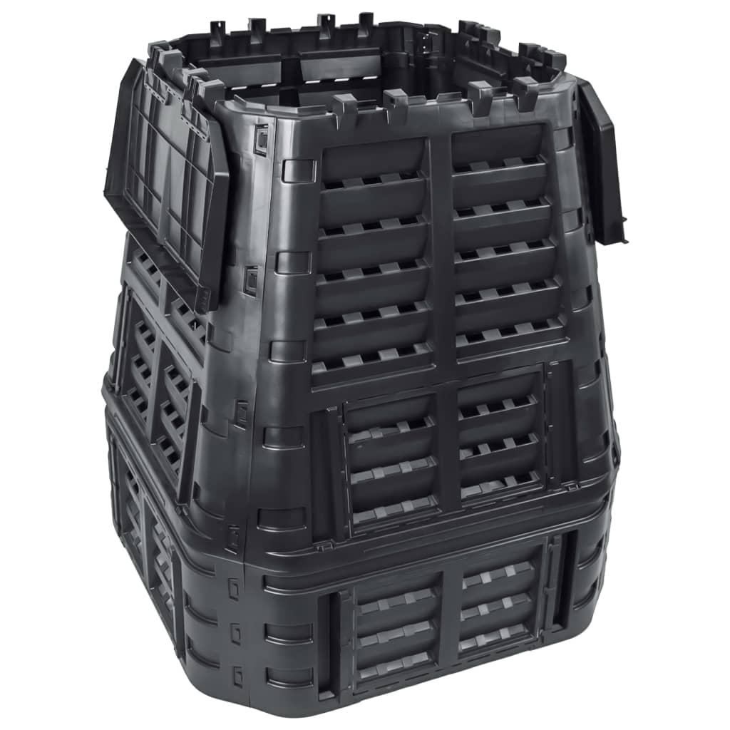 vidaXL compostador de jardín negro 93,3x93,3x113 cm 740 l