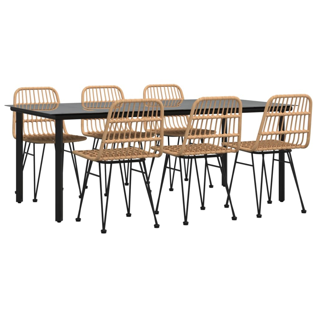 vidaXL juego de comedor de jardín 7 piezas ratán sintético