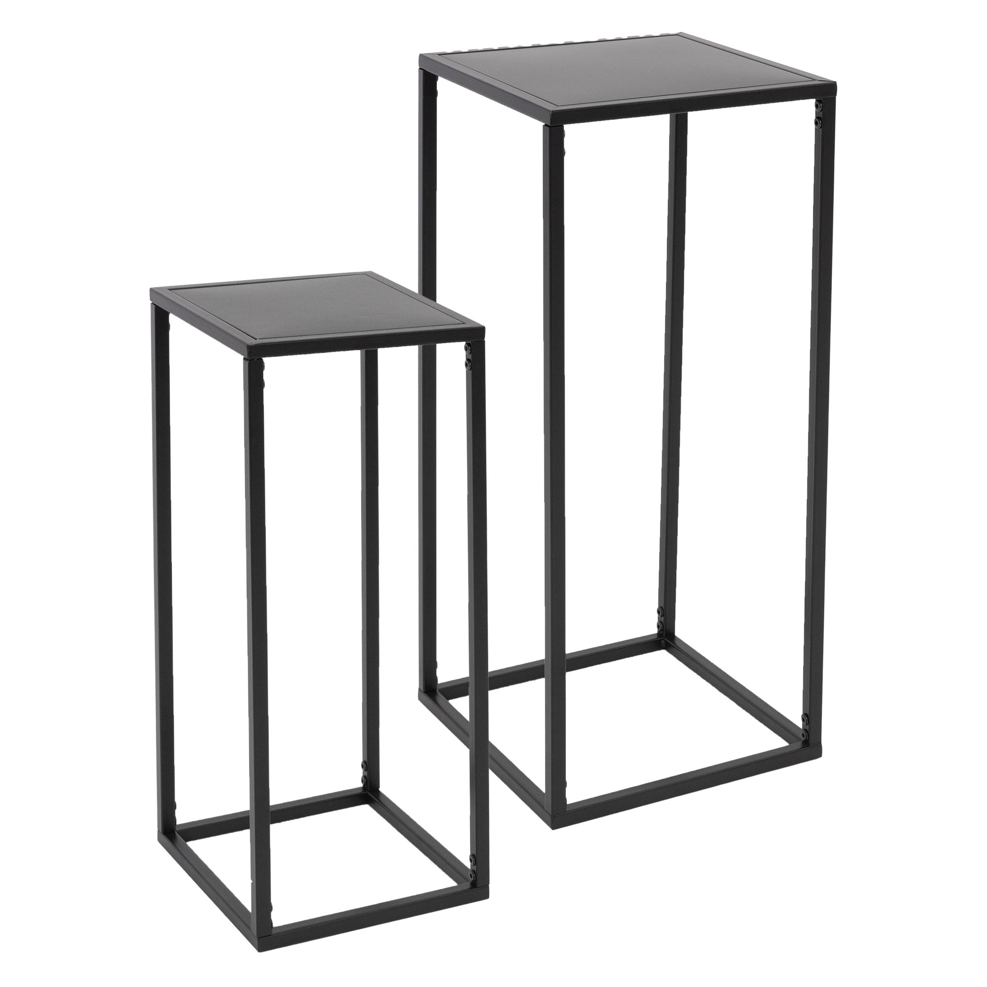 2x soportes para flores 20x60x20/30x70x30 cm negro
