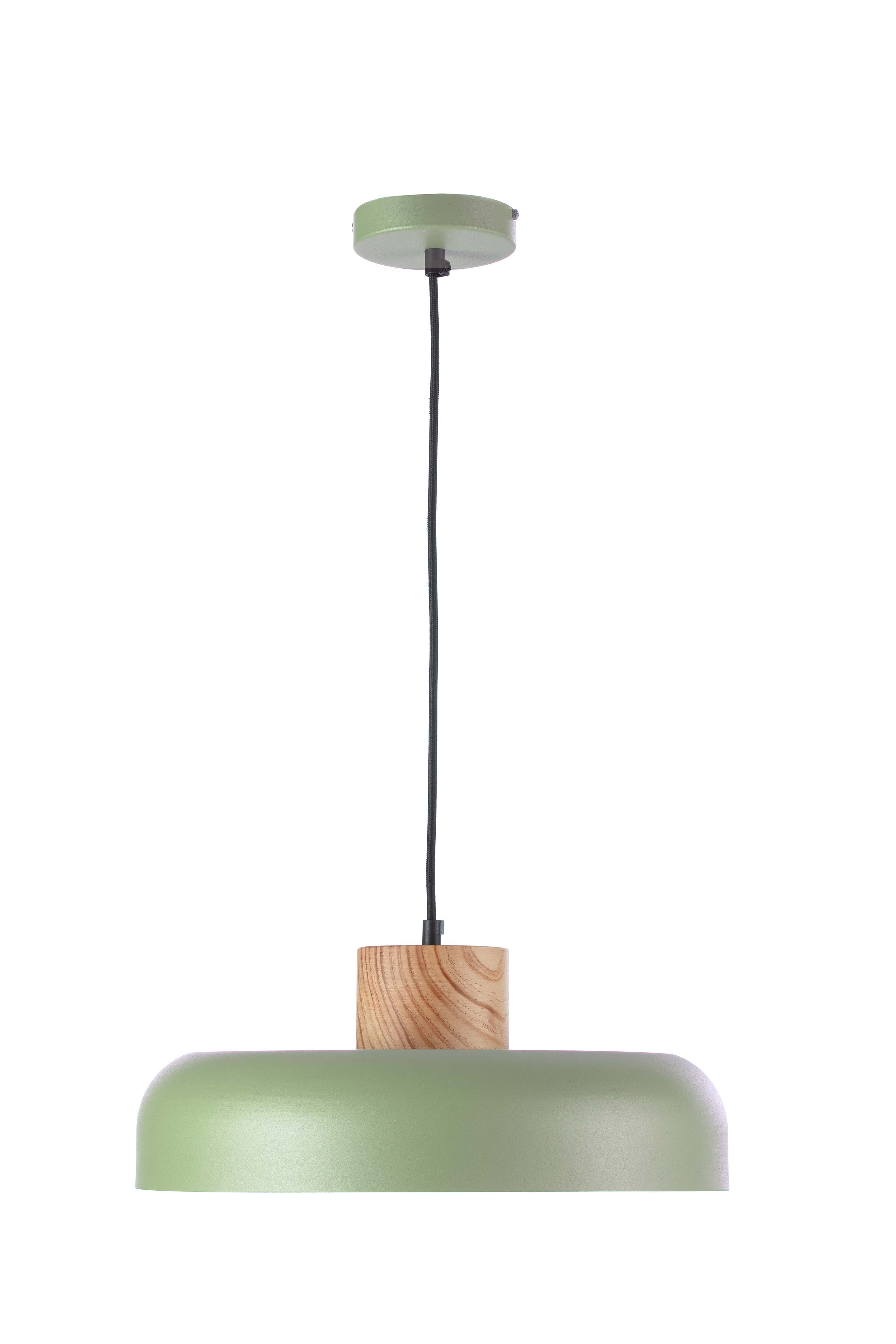 Lámpara techo aluminio verde embellecedor madera