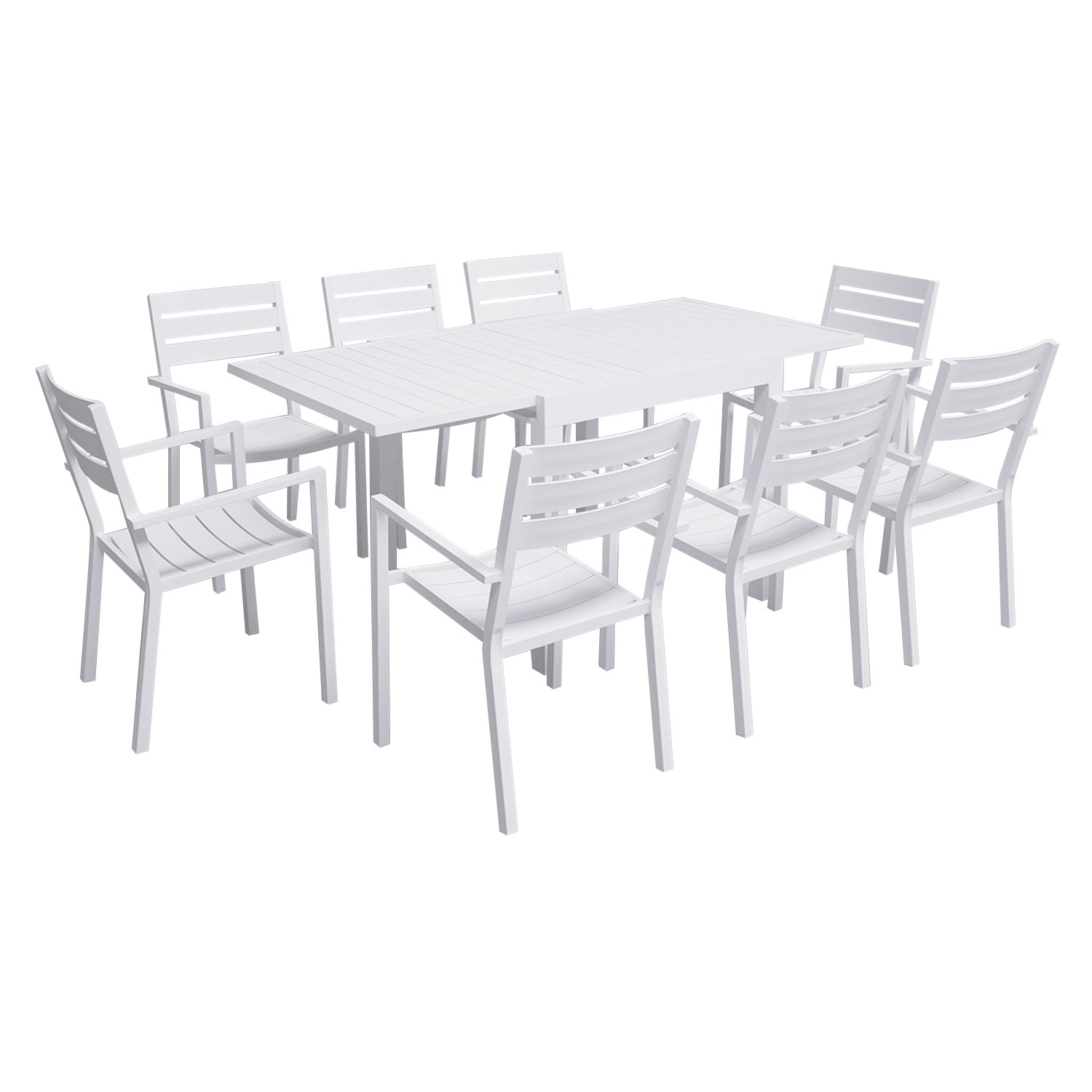 Conjunto de jardín venezia extensible 90/180 de 8 plazas aluminio blanco