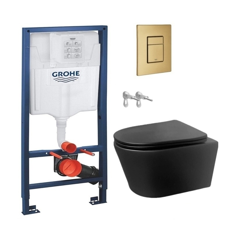 Grohe rapid sl + skate oro + wc ab lia rimless negro mate