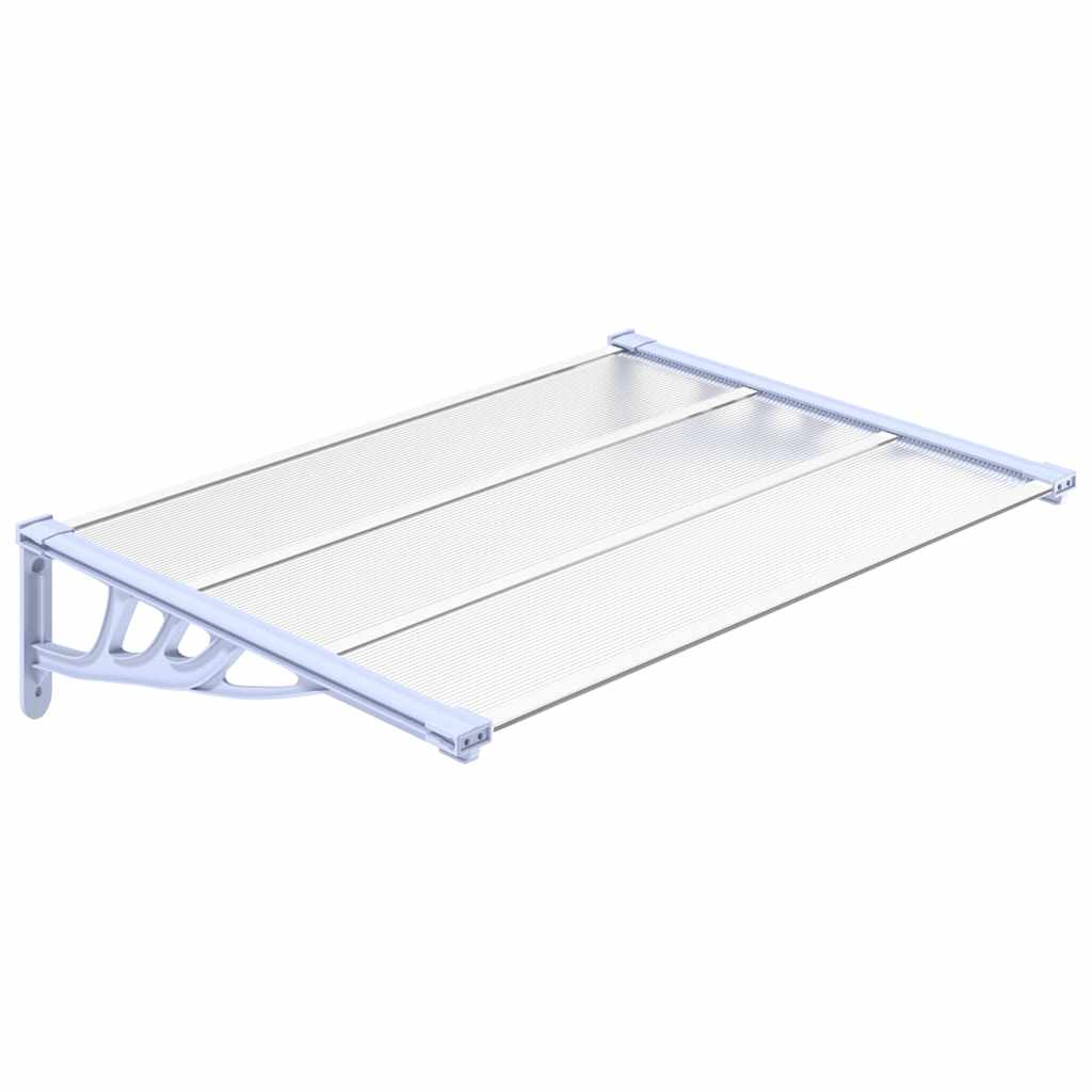 vidaXL marquesina puerta policarbonato gris y transparente 122x90 cm