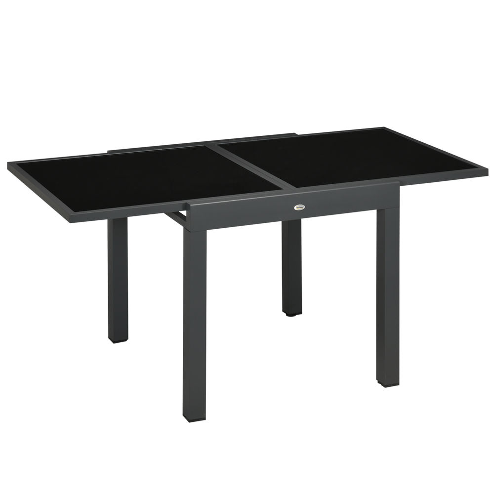 Mesa de jardín 160x80x75 cm aluminio, vidrio templado Outsunny