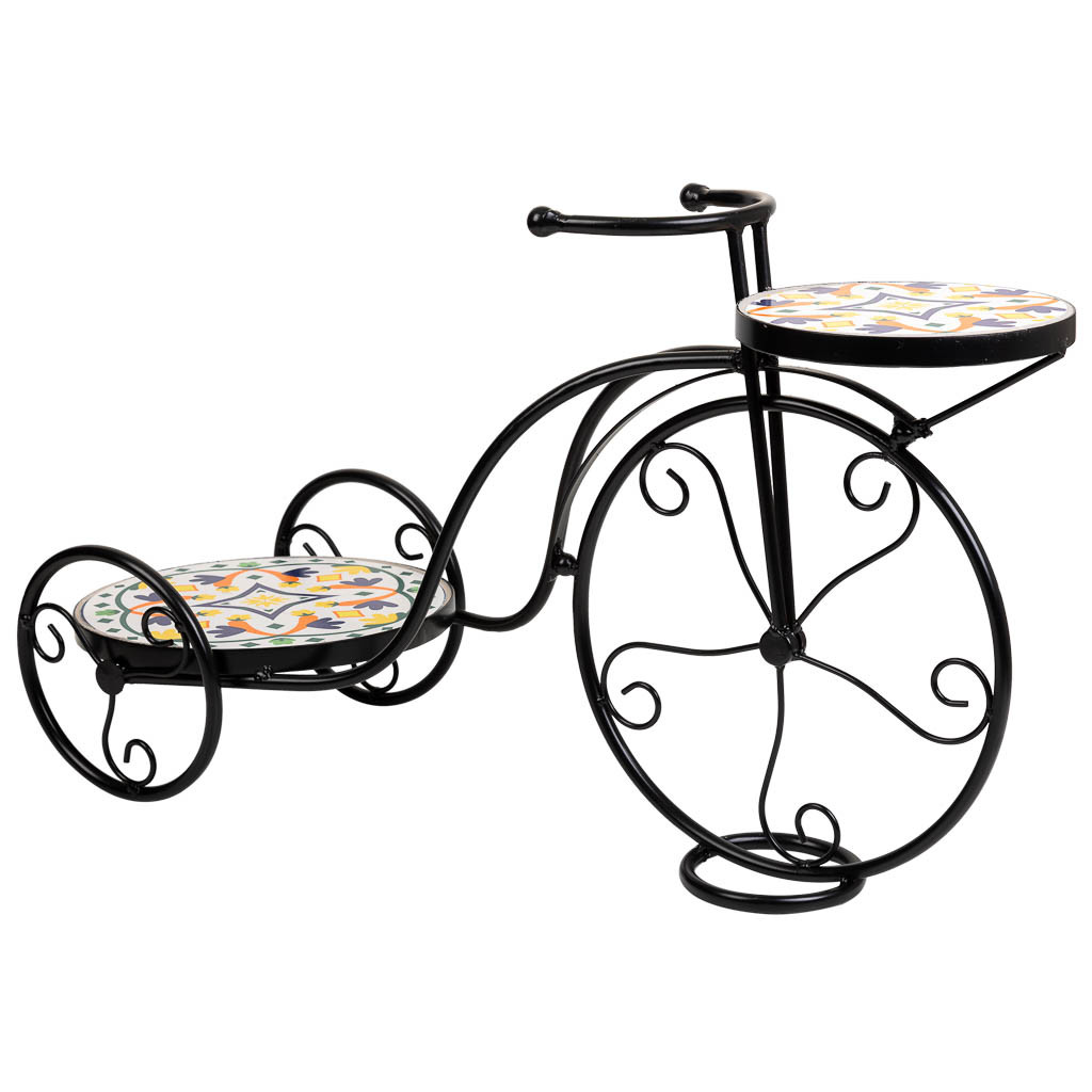 Soporte bici de mosaico y forja multicolor 67x26.5x43