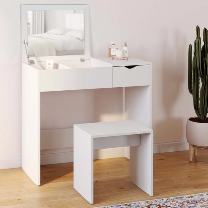 Tocador zelia blanco con espejo abatible - 80x40 cm