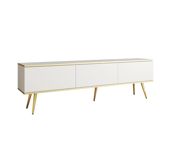 Mueble de tv contemporáneo - blanco y patas doradas - 175 cm