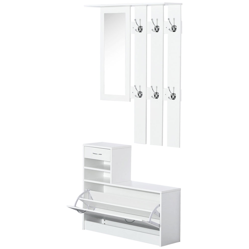 Estante para zapato 90x10x91 cm tablero de partículas color blanco Homcom