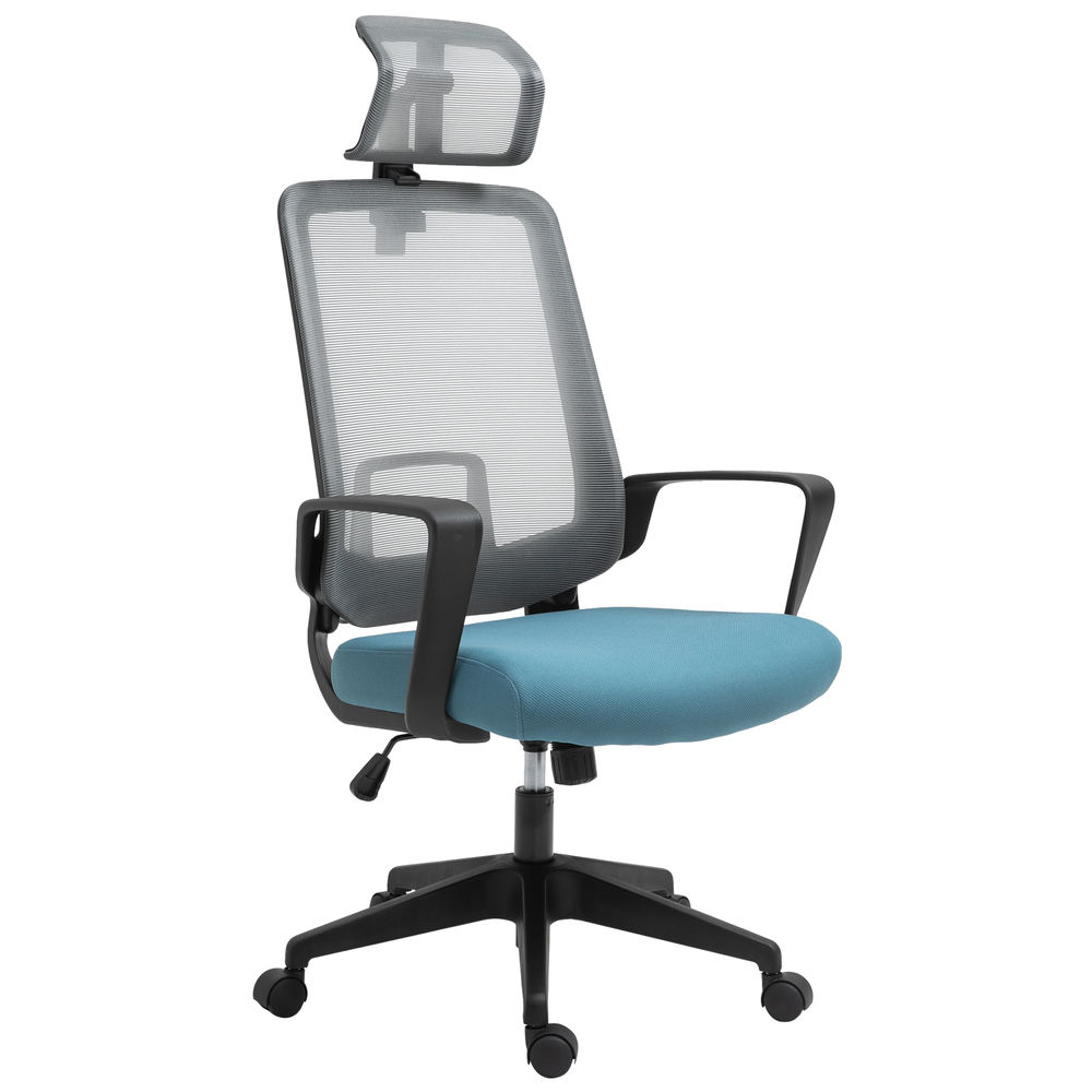 Silla de oficina poliéster, espuma, nylon, pp y metal color azul