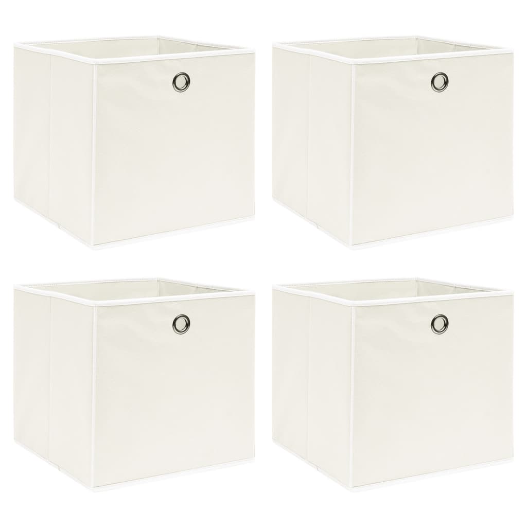 vidaXL cajas de almacenaje 4 uds tela blanco 32x32x32 cm