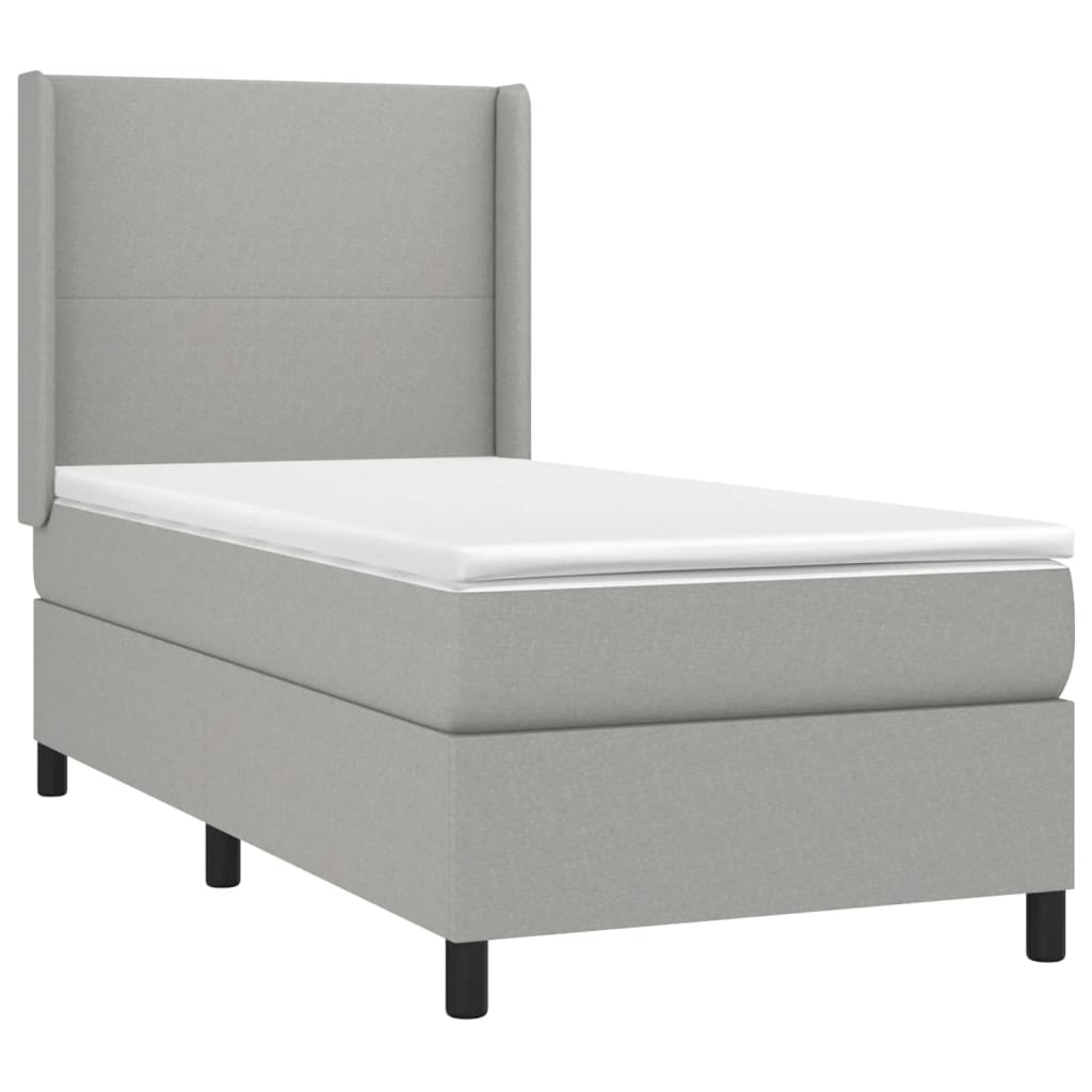 vidaXL cama box spring colchón y luces LED tela gris claro 90x190 cm