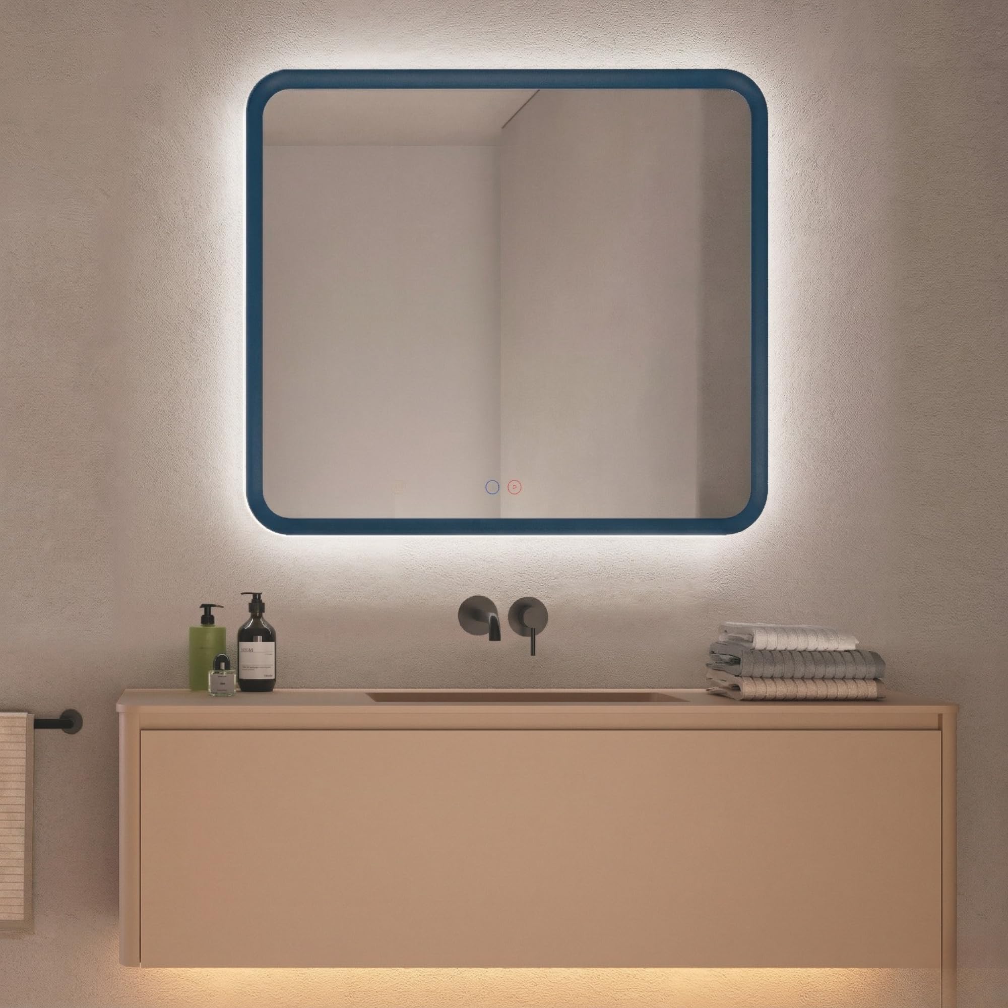 LEDimex - espejo baño 80x80cm retroiluminado con luz LED, antivaho y azul