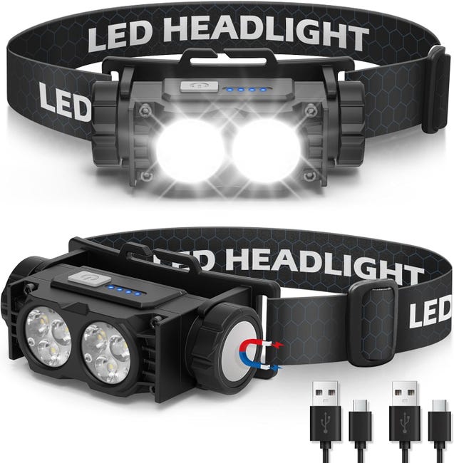 Linterna LED 2 partes rotación 120° batería 18650 recargable