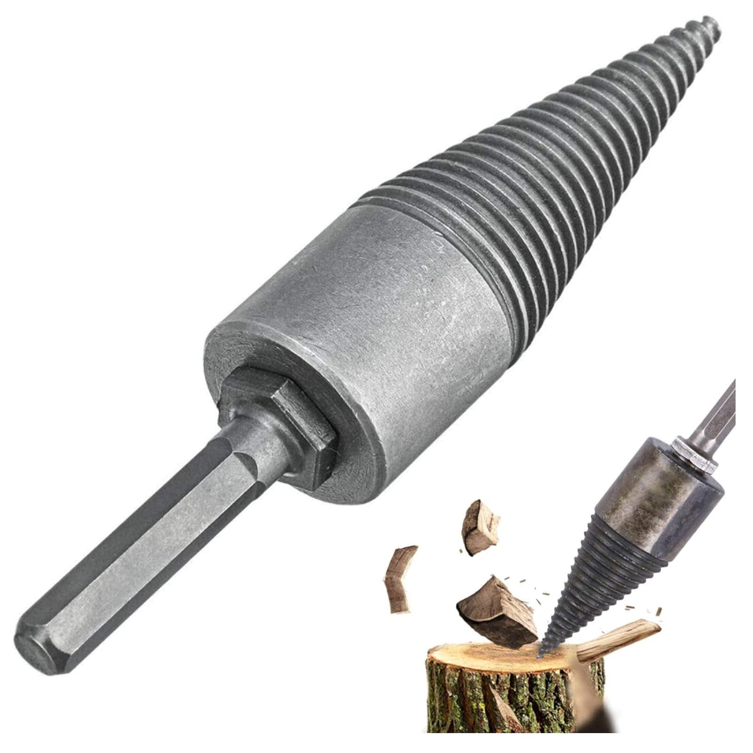Broca leña 42mm cónica hexagonal acero cortar