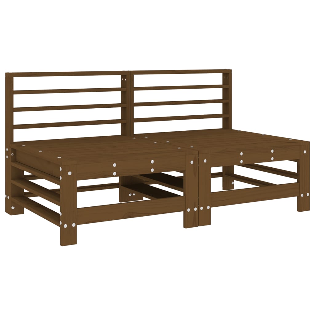vidaXL sofás centrales de jardín 2 uds madera maciza pino marrón miel