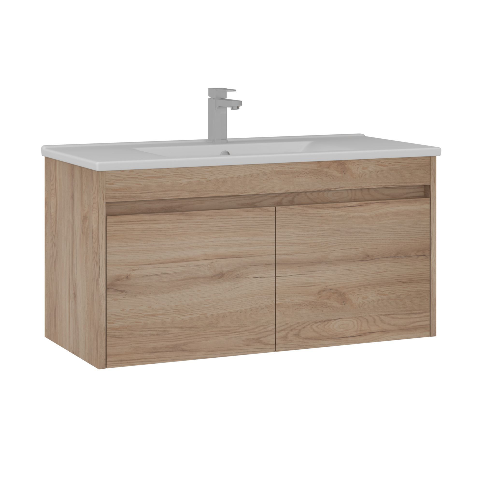 Mueble para lavabo <<side 100 v3>> - 100 x 45 x 52 cm - roble