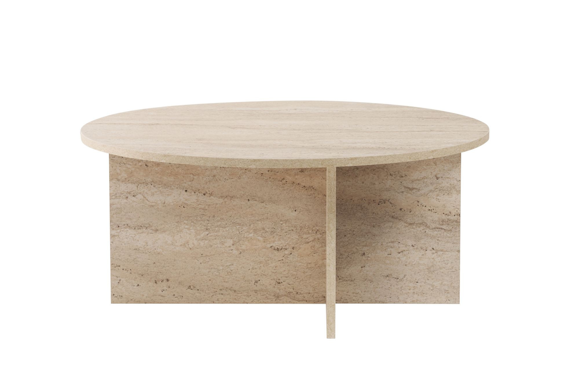 Mesa de centro de madera "soleil" - 90 x 90 x 40 cm - travertino