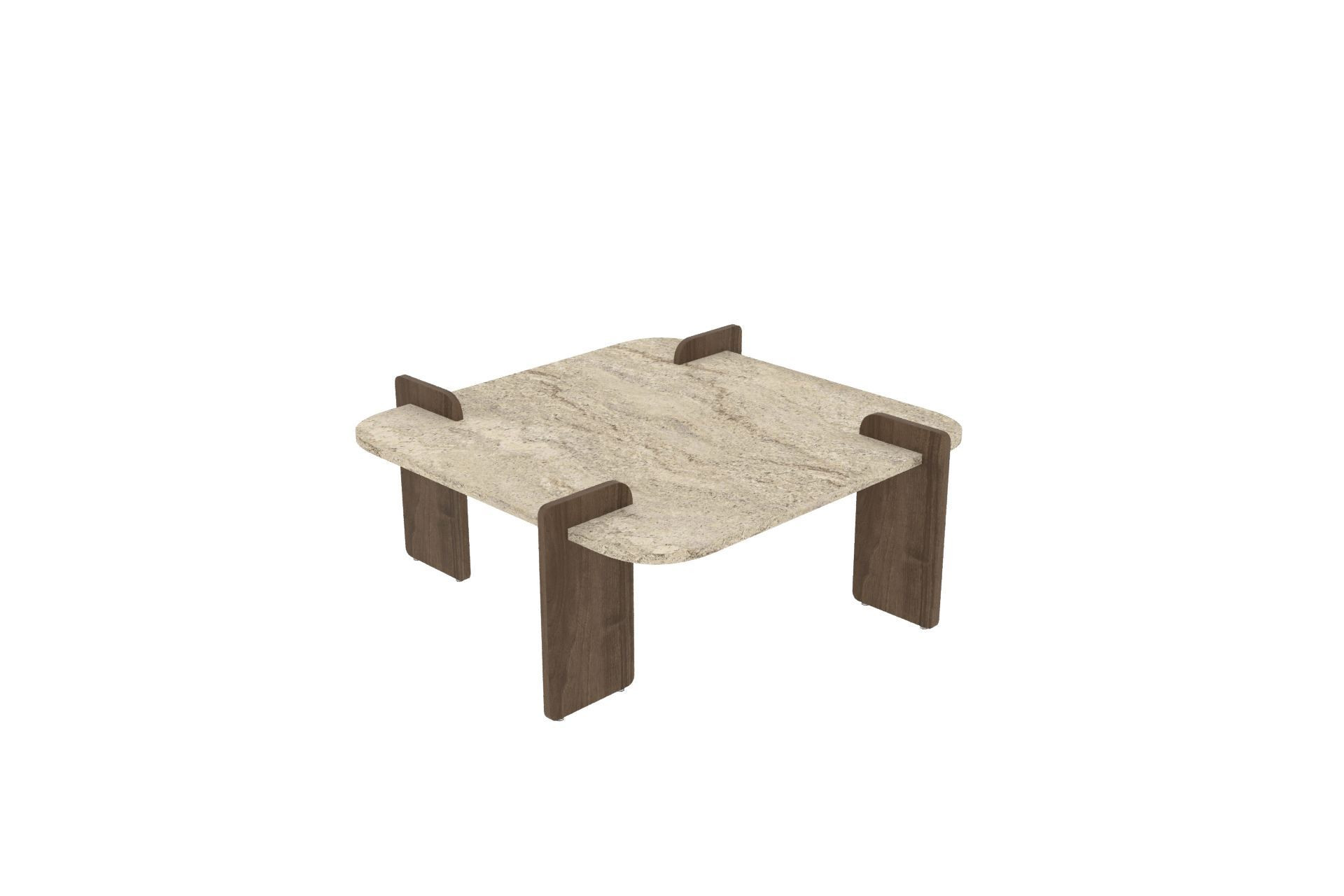 Mesa de centro de madera <<afrolli>> - 90 x 90 x 35 cm - travertino