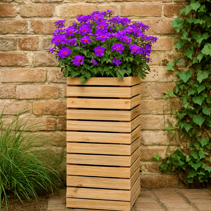 Jardinera luxe torre de madera tratada vidahuerto 30x30x90 cm.