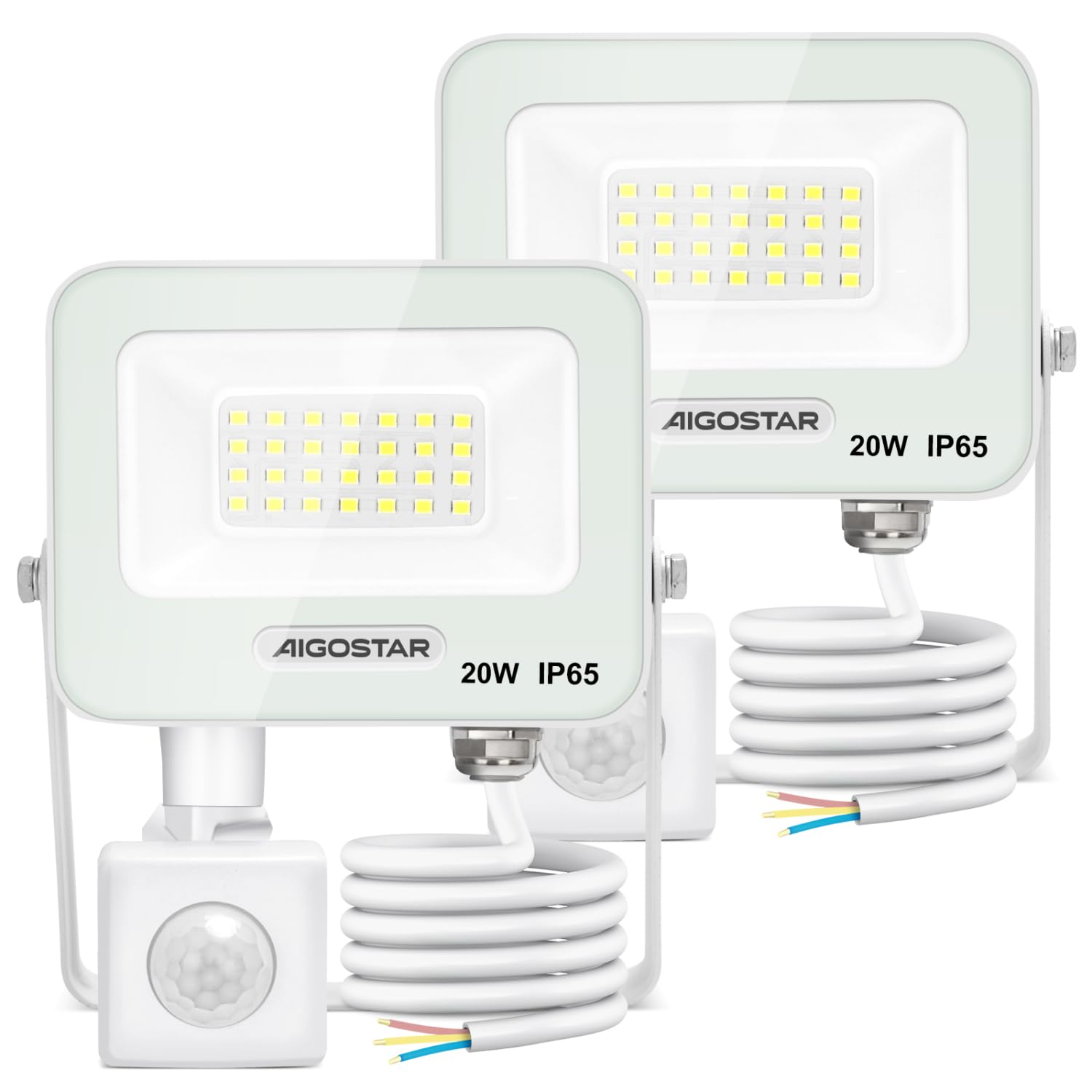 Aigostar focos LED exterior con detección de movimiento 20w 6500k,2 pcs