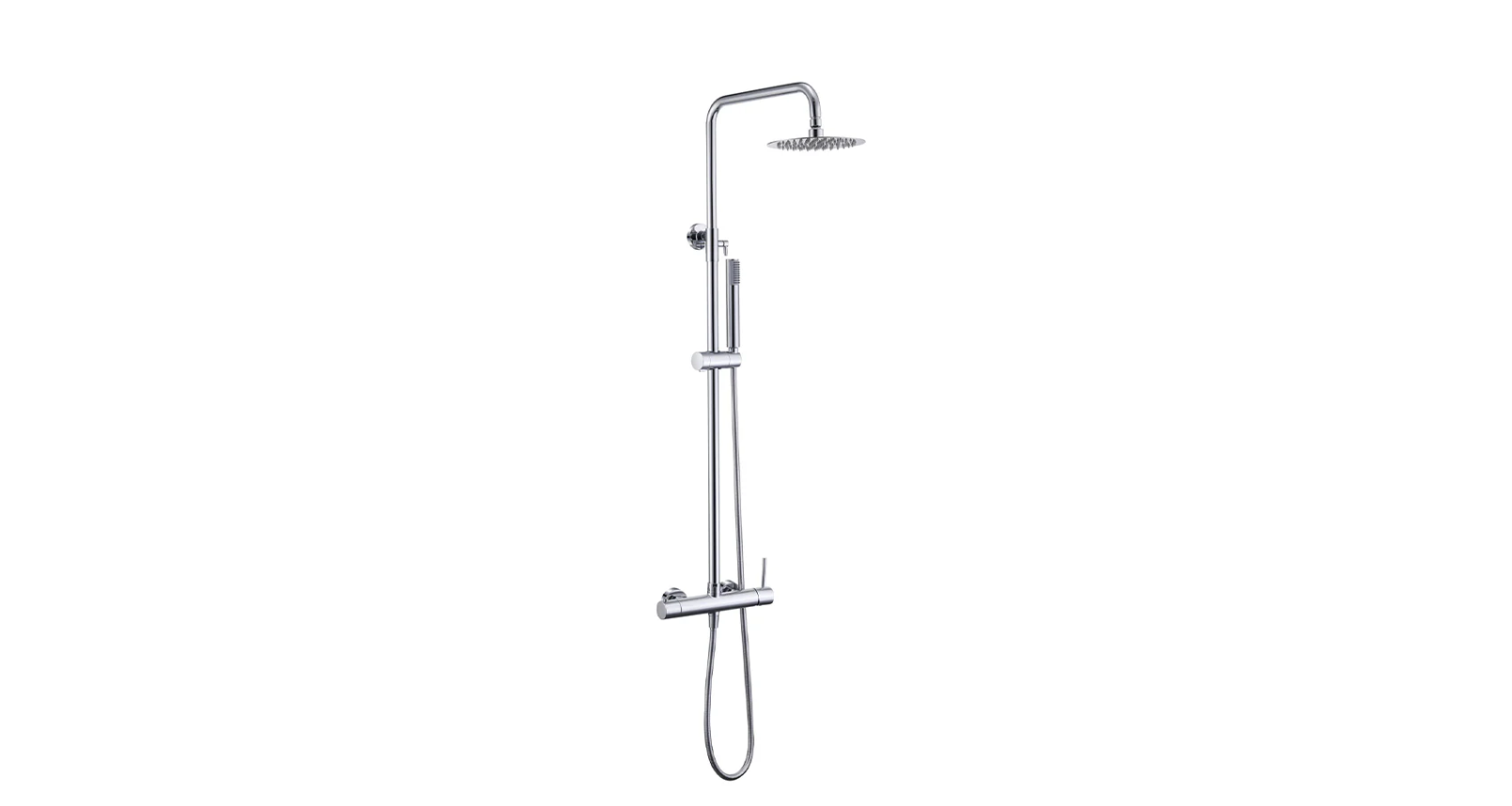 Columna de ducha extensible, monomando, rociador extraplano color cromado