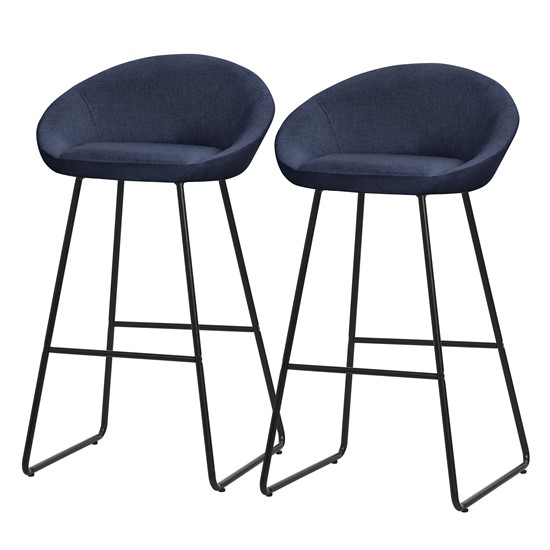2x taburetes de bar azul oscuro 75cm funda de tela estructura metálica