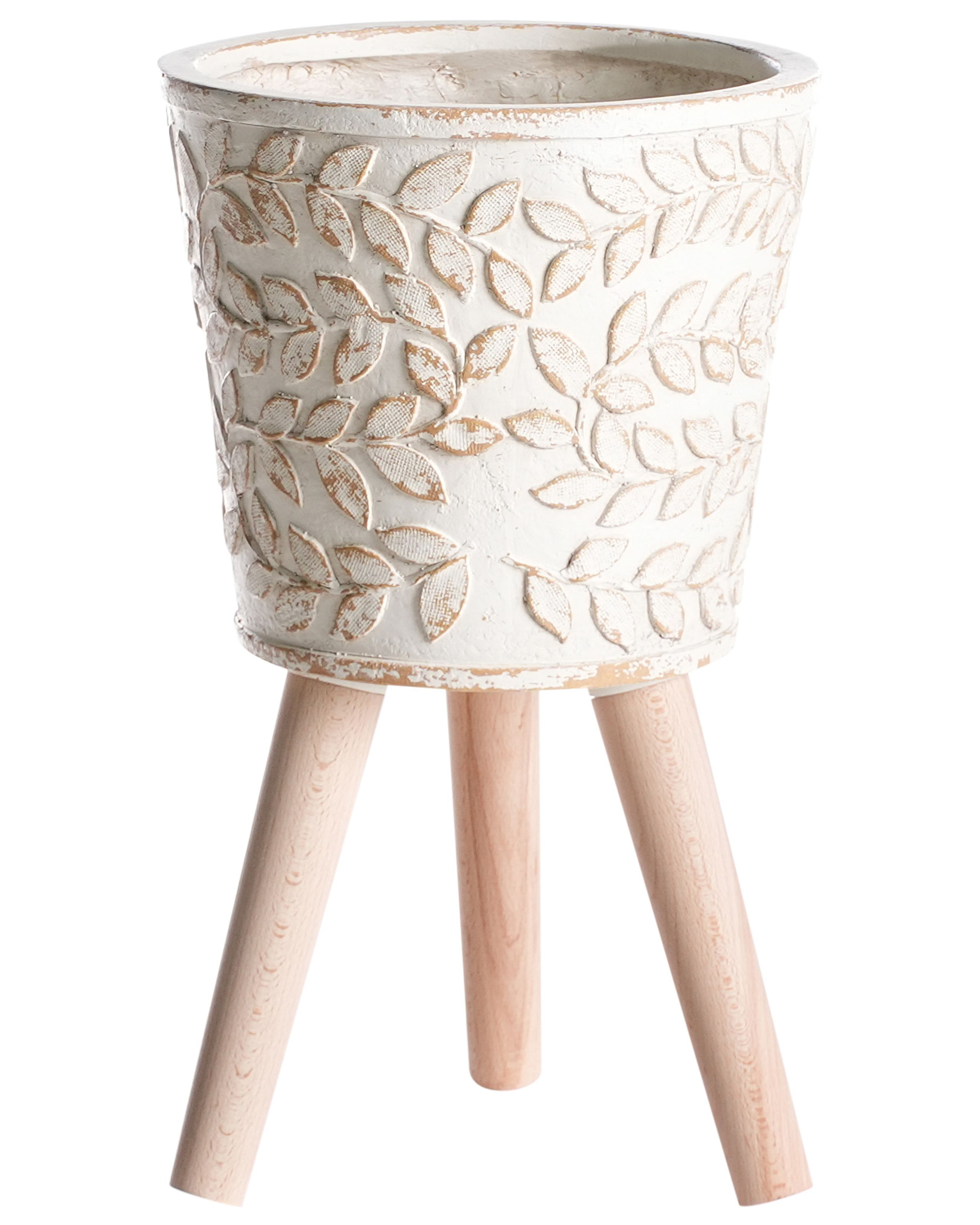 Maceta con patas aliartos 26 cm blanco crema